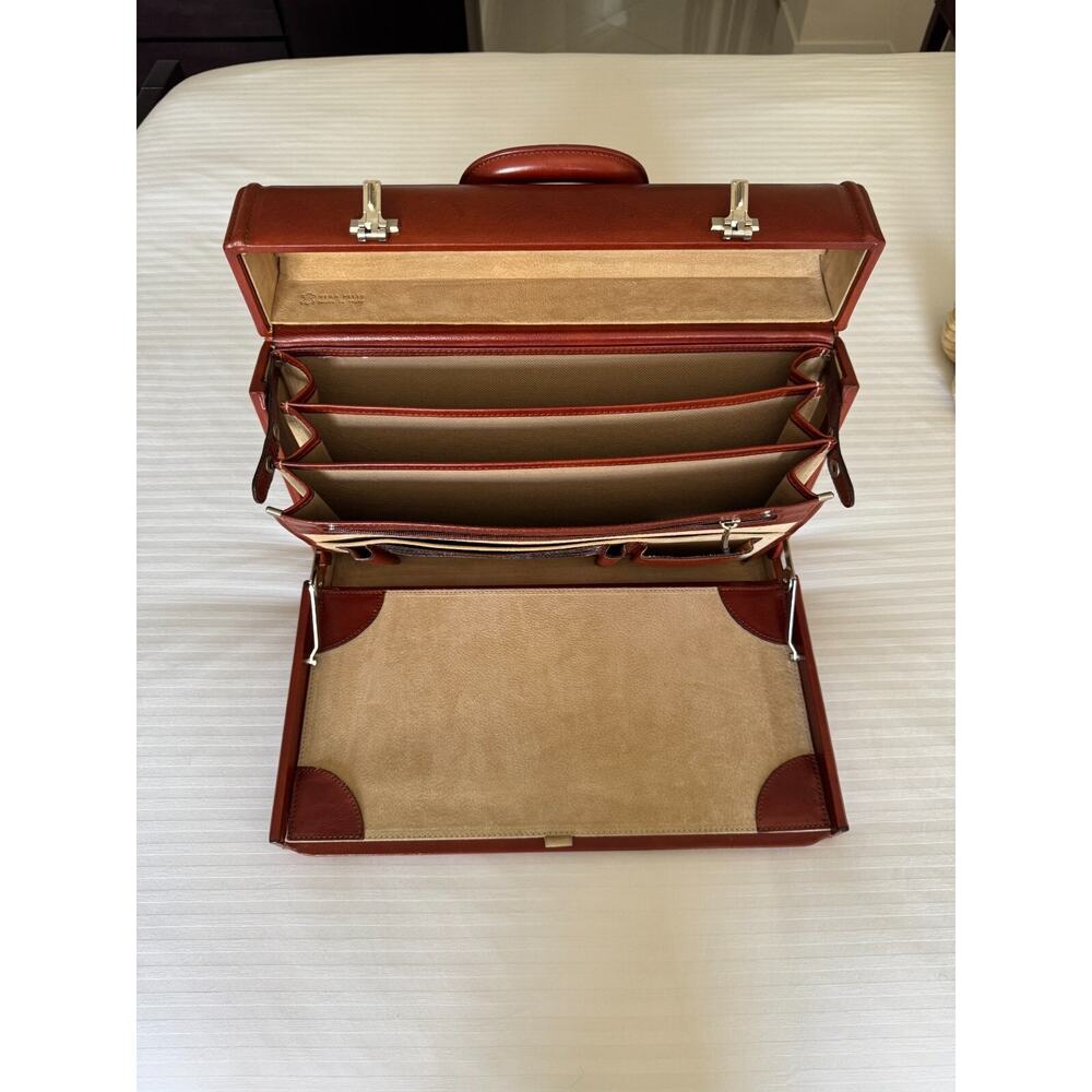 Pratesi by Jennifer Tattanelli Italy Men's Brief Case Genuine Leather Brown A+